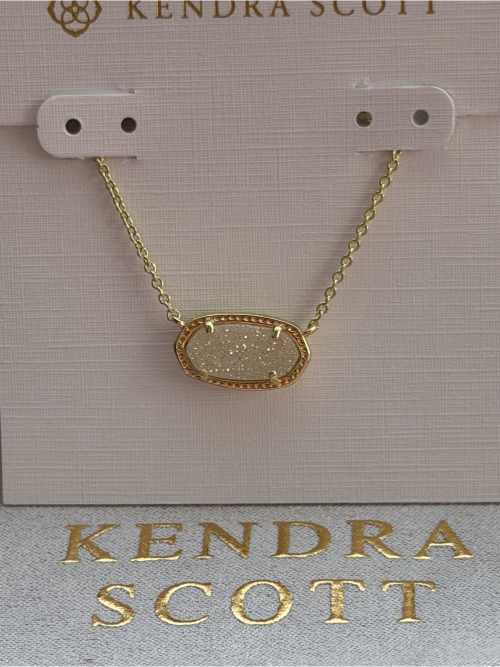 Kendra Scott Gold Necklace with Sparkling Champagne Druzy